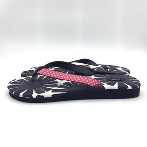 RARE J. Crew Navy White & Pink Floral Flip Flops